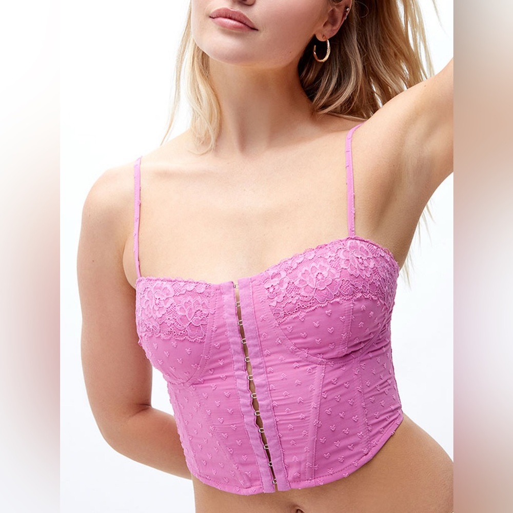 Pacsun LA Hearts Women’s Pink Lace Corset Top‎ Size M